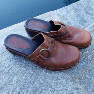 ecco brown leather clogs mules EU 39 US 8/8.5